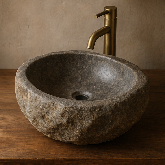 River rock vessel sink 17x17x6.5